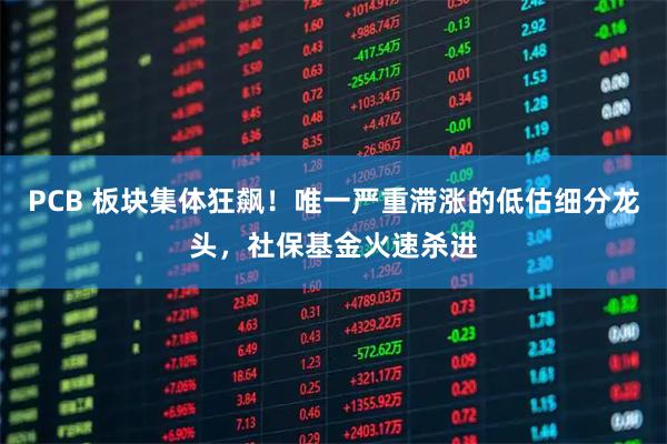 PCB 板块集体狂飙！唯一严重滞涨的低估细分龙头，社保基金火速杀进